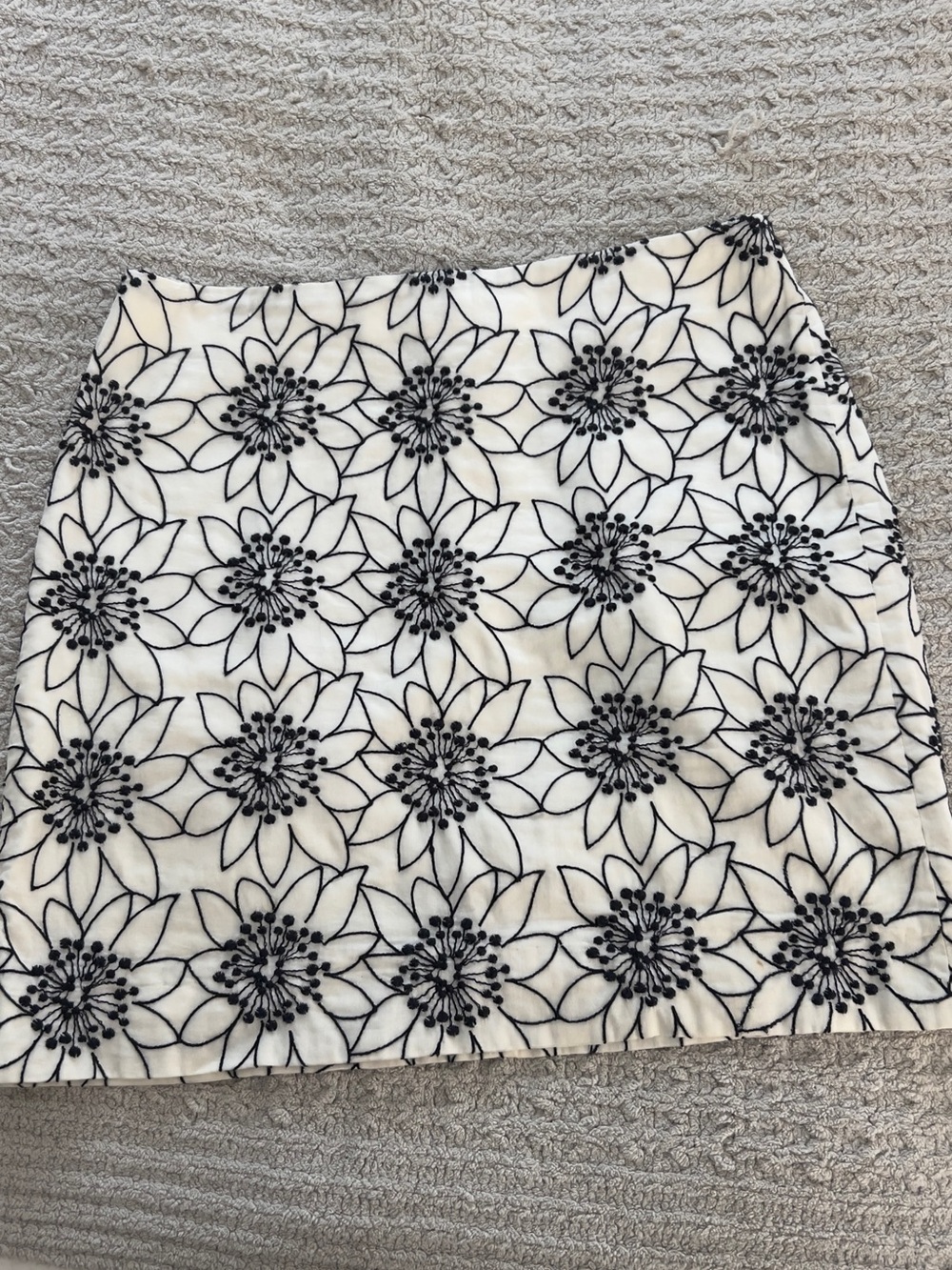 J. Crew White Mini Skirt with Black Floral Outline